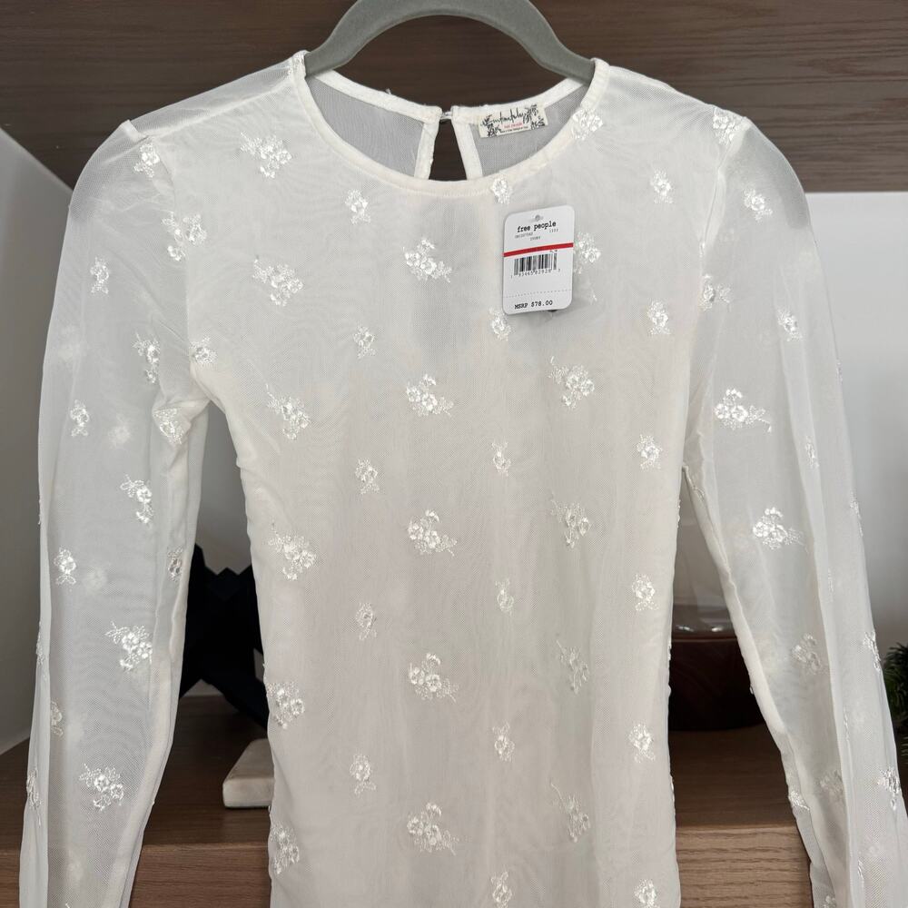 Free People Make Out Mesh Bodysuit in Ivory - Picture 3 of 8